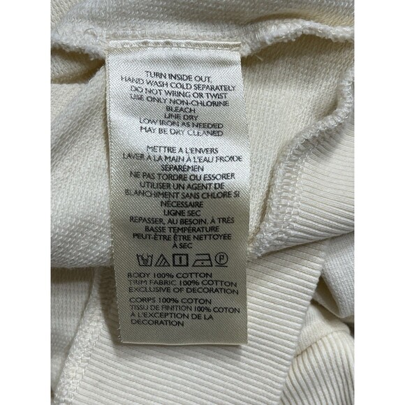 Anthropologie Floral Embroidery/Beaded Sweatshirt Womens S Beige Shimmer Holiday - Picture 13 of 14